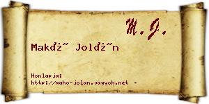 Makó Jolán névjegykártya