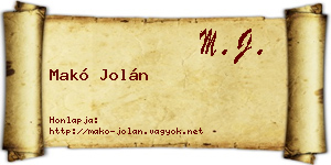 Makó Jolán névjegykártya
