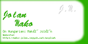 jolan mako business card